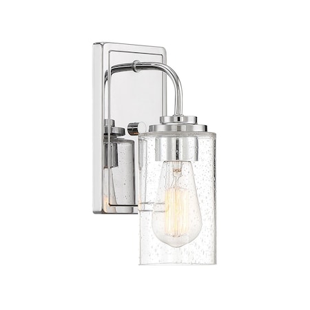 Designers Fountain Logan 4.5in 1-Light Chrome Transitional Indoor Wall Sconce with Clear Seedy Glass Shade 96401-CH